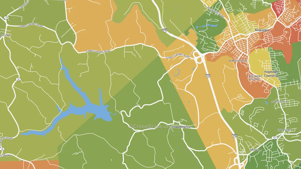 New Sheffield, PA Map of Robbery Rates