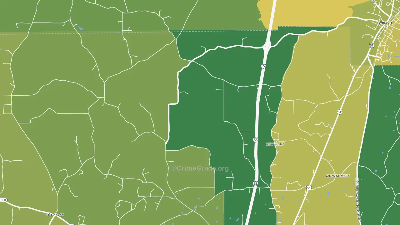 New Sight, MS Map of Robbery Rates