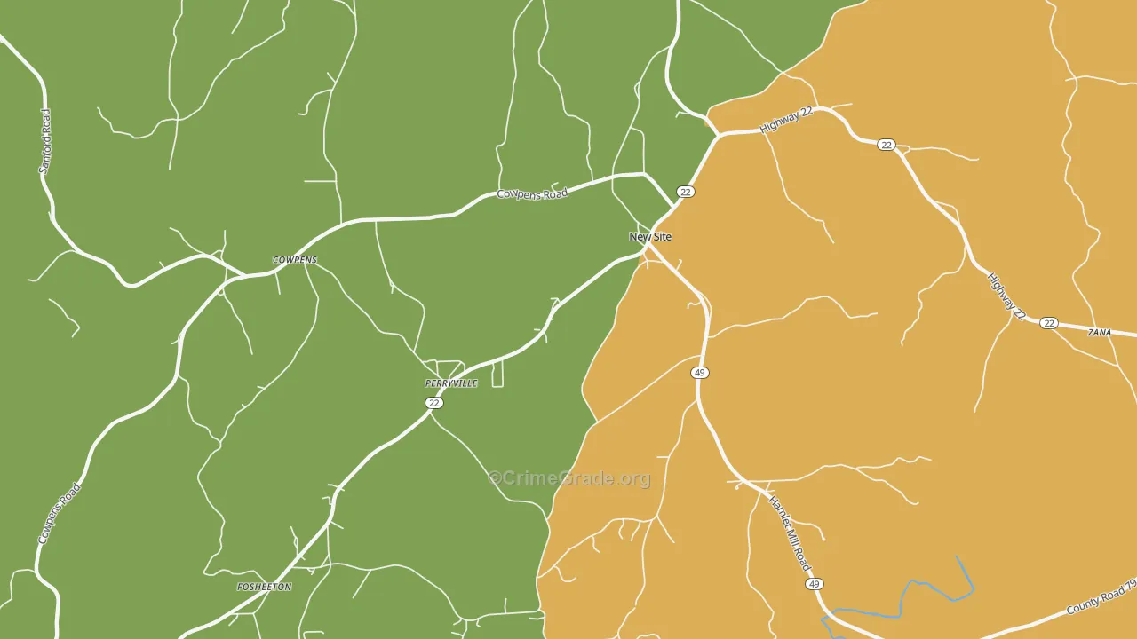 New Site, AL Map of Robbery Rates