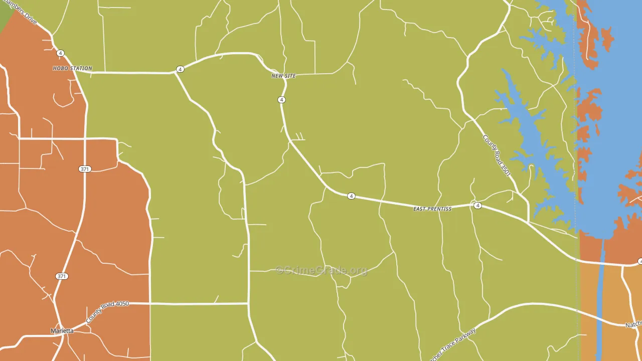 New Site, MS Map of Robbery Rates