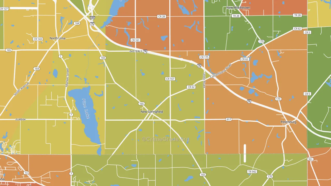 New Springfield, OH Map of Robbery Rates