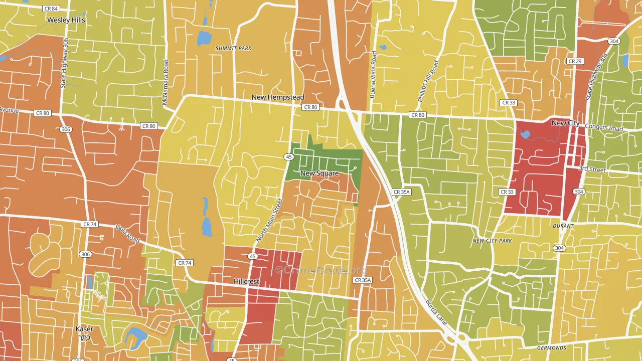 New Square, NY Map of Robbery Rates