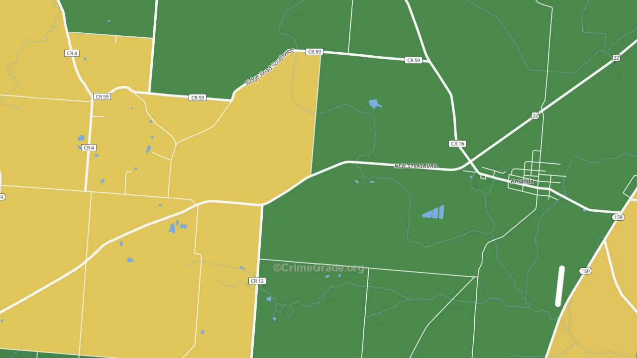 New Strasburg, OH Map of Robbery Rates
