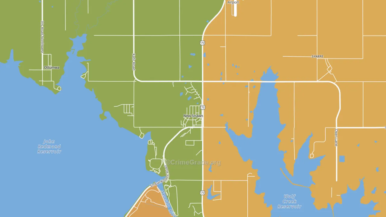 New Strawn, KS Map of Robbery Rates