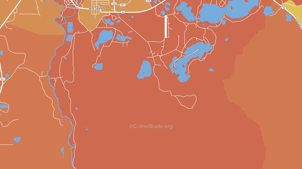 New Swanzy, MI Map of Robbery Rates
