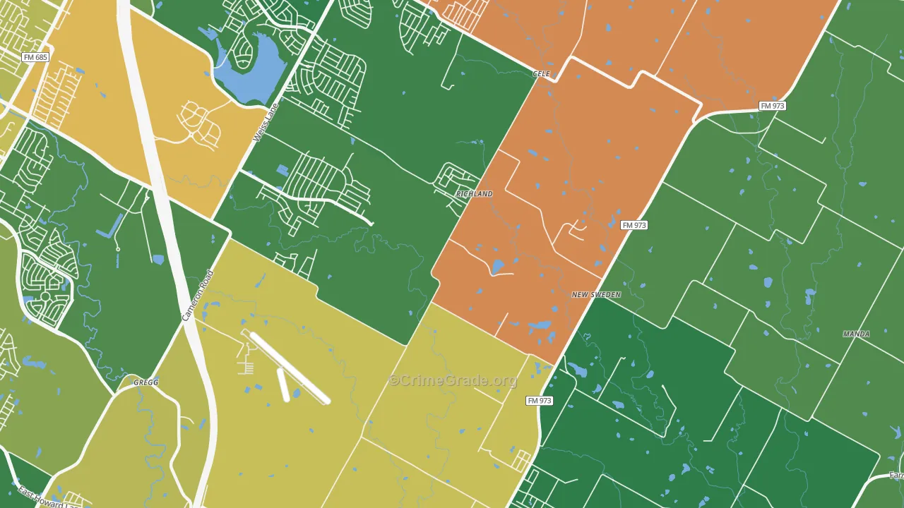 New Sweden, TX Map of Robbery Rates