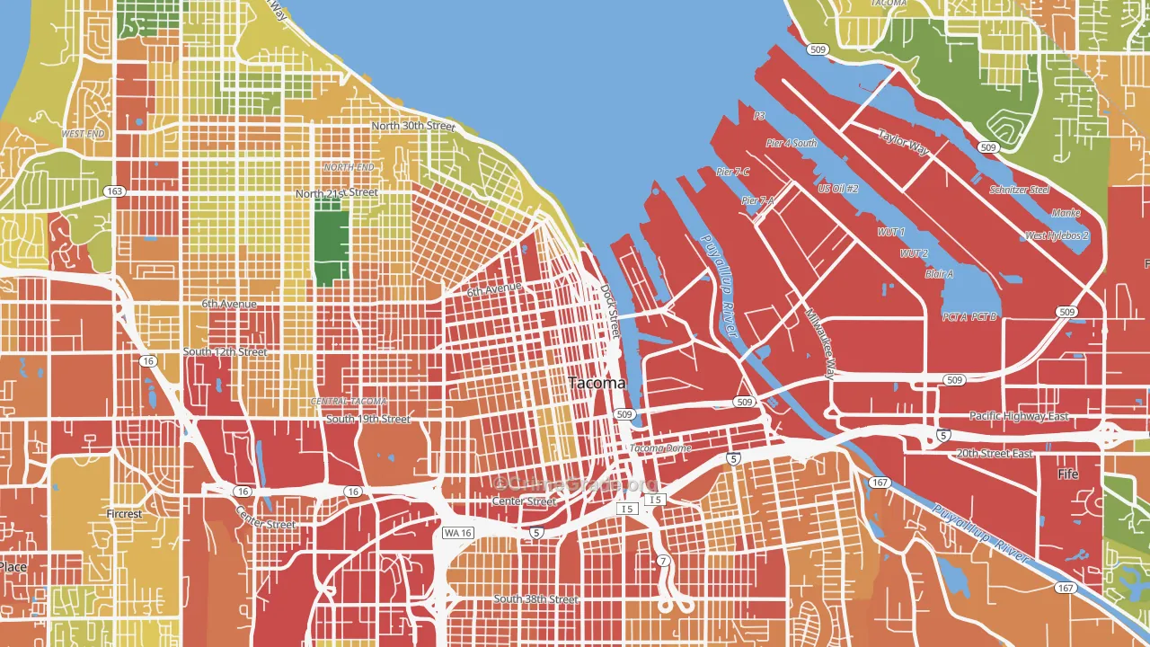 New Tacoma, Tacoma, WA Map of Robbery Rates