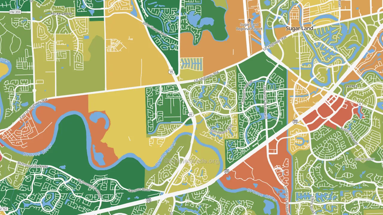 New Territory, TX Map of Robbery Rates