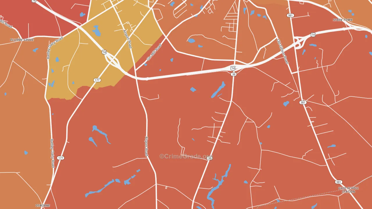 New Town, NC Map of Robbery Rates