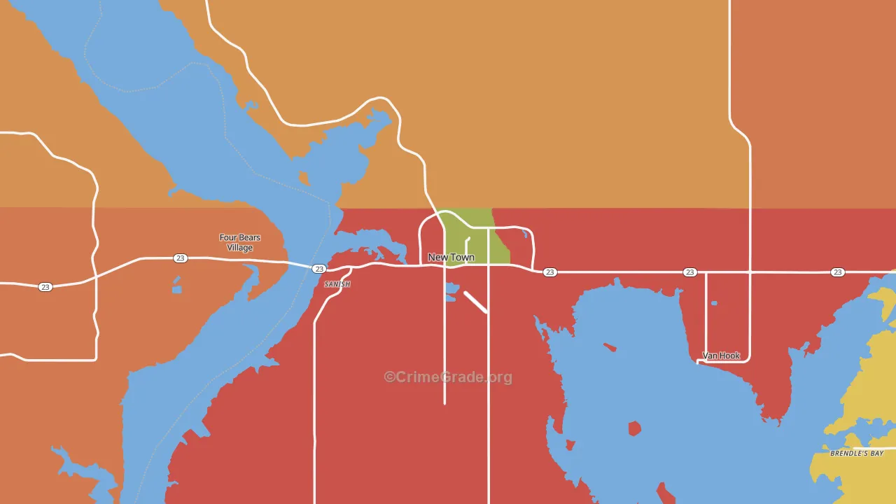 New Town, ND Map of Robbery Rates