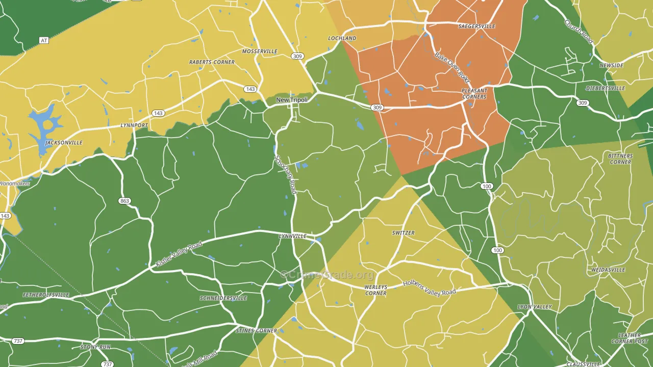 New Tripoli, PA Map of Robbery Rates