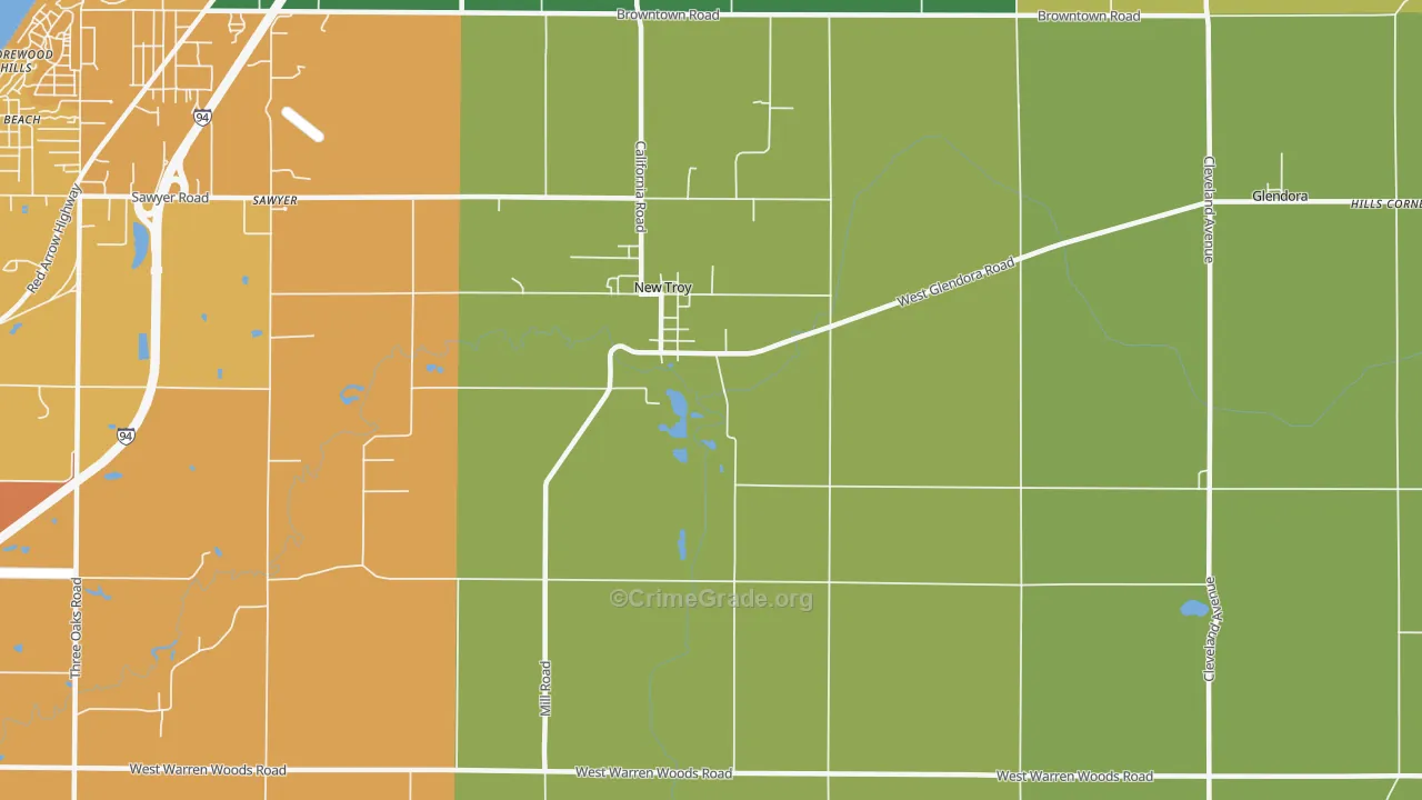 New Troy, MI Map of Robbery Rates
