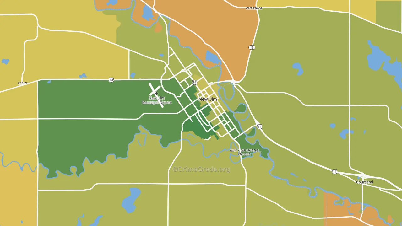 New Ulm, MN Map of Robbery Rates