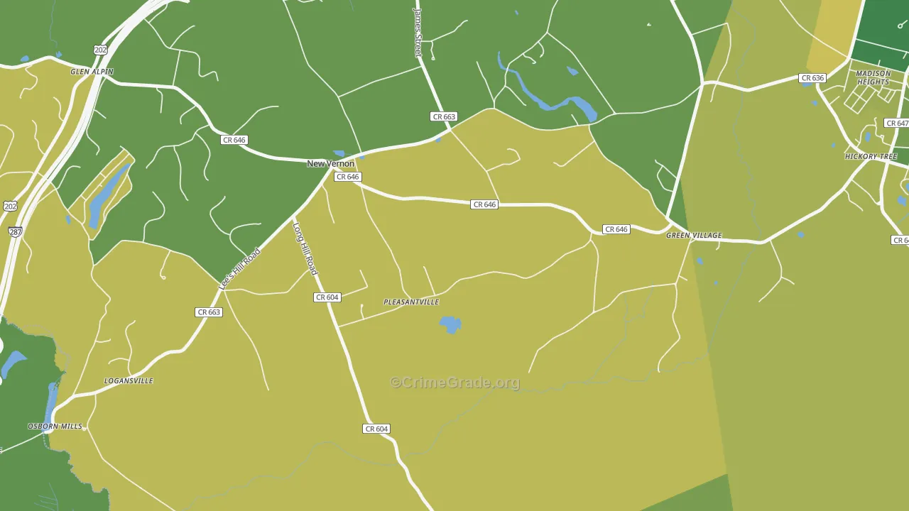 New Vernon, NJ Map of Robbery Rates