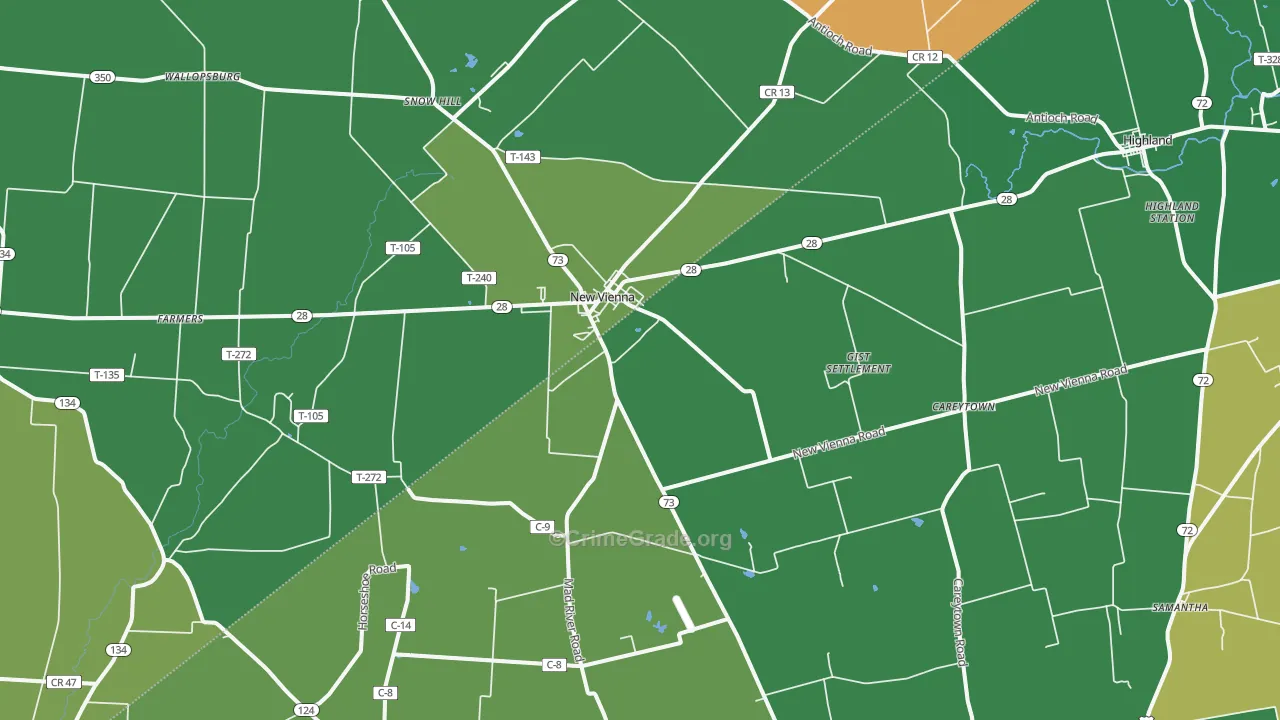New Vienna, OH Map of Robbery Rates