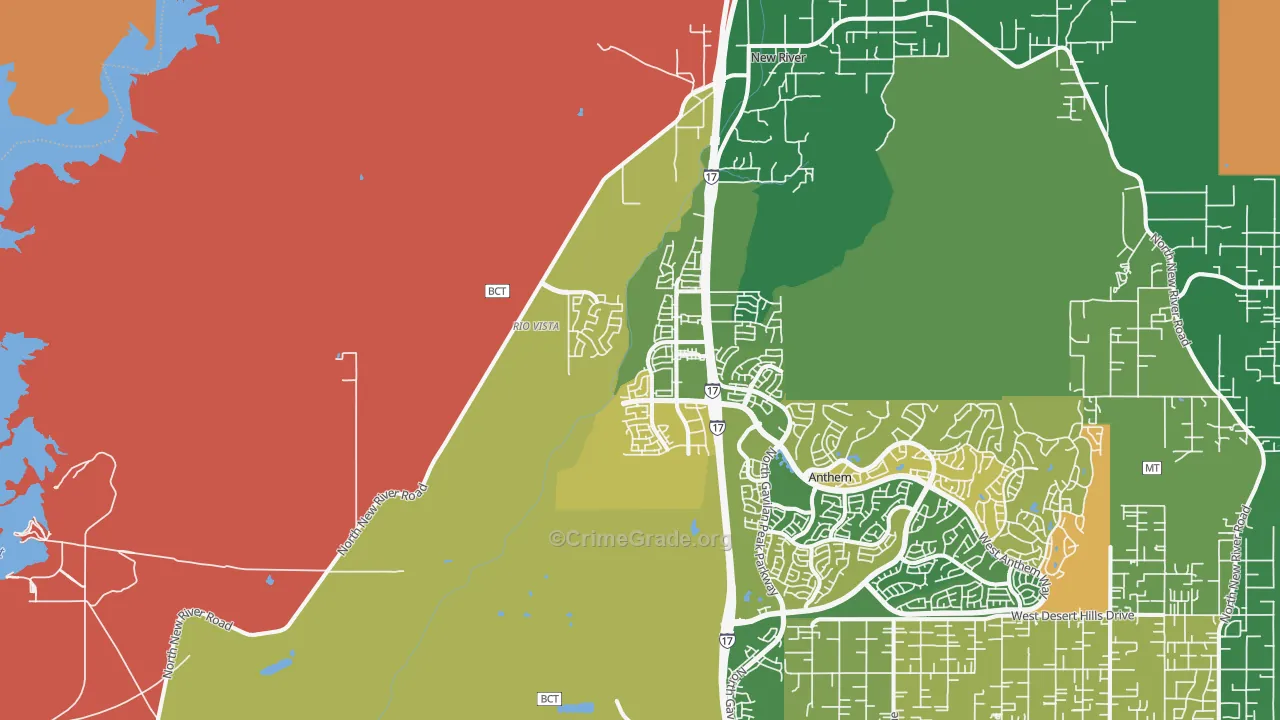 New Village, New River, AZ Map of Robbery Rates