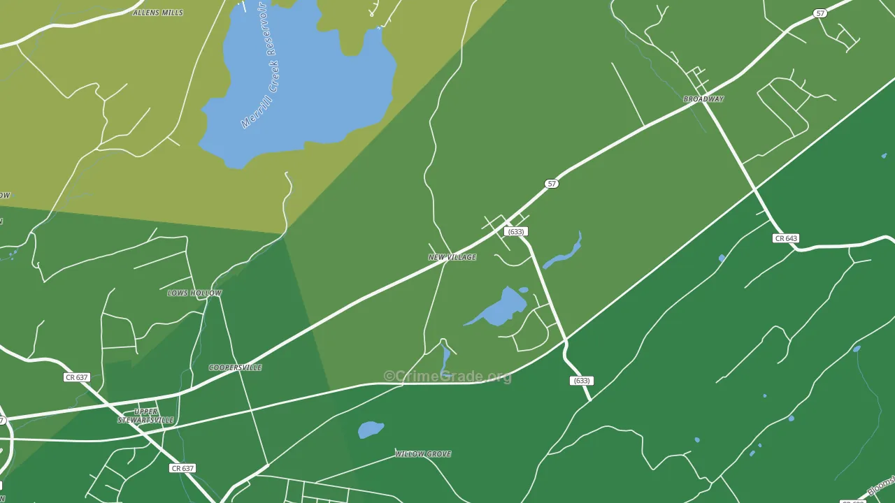New Village, NJ Map of Robbery Rates