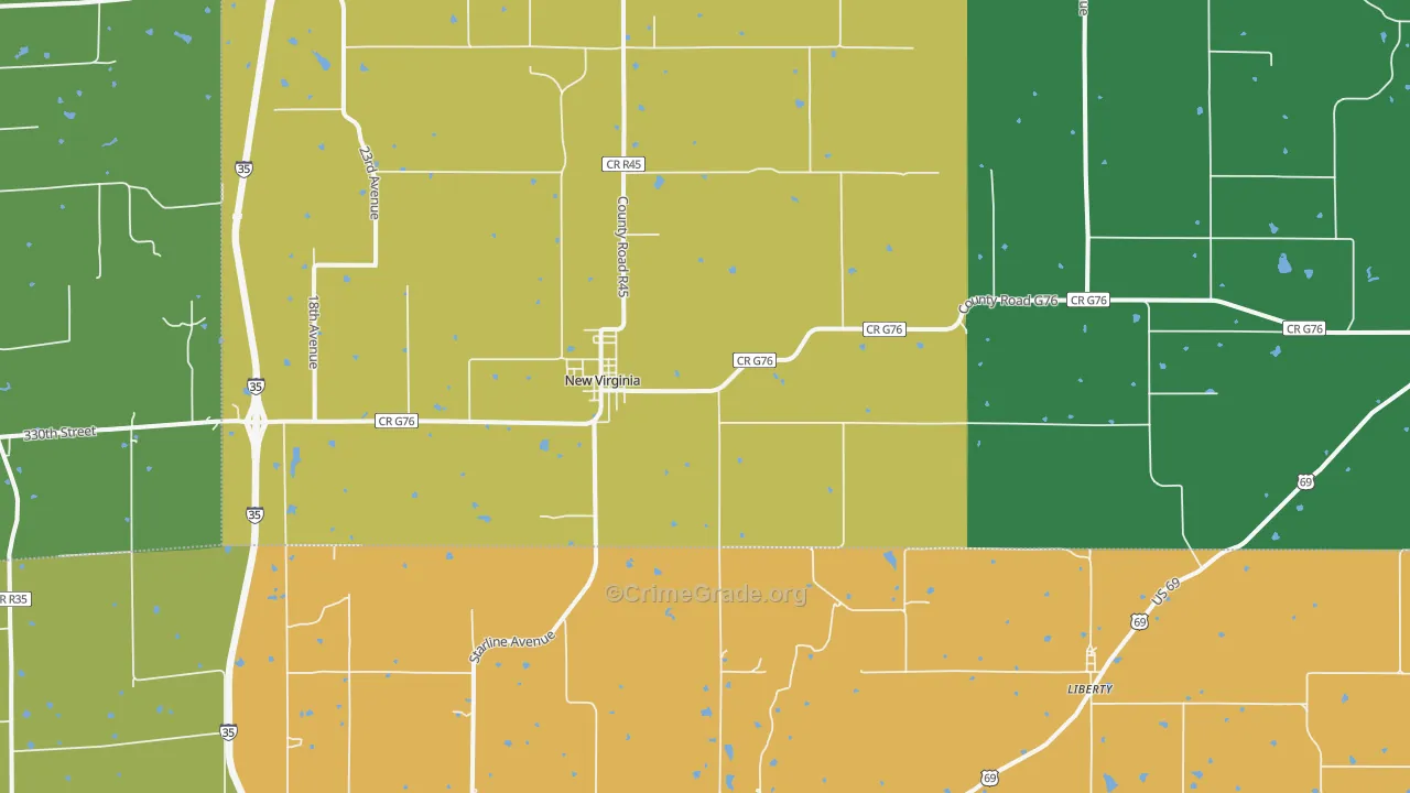 New Virginia, IA Map of Robbery Rates
