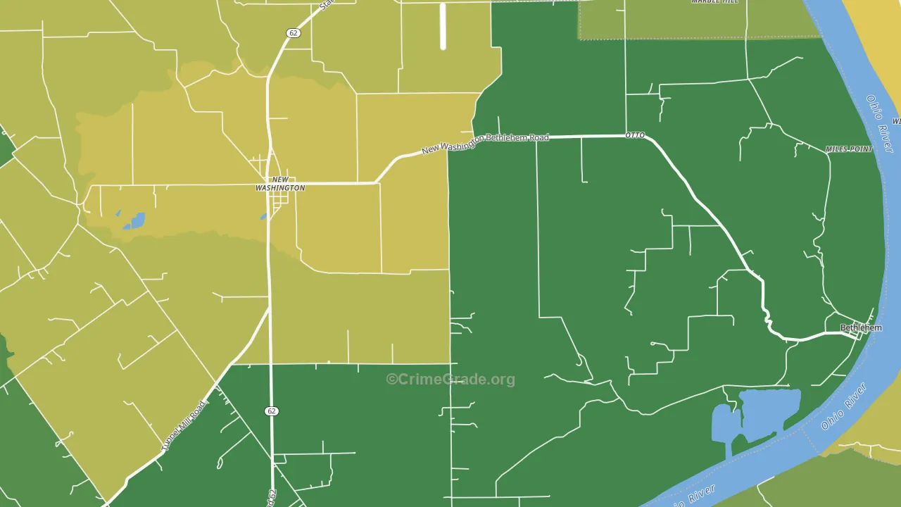 New Washington, IN Map of Robbery Rates