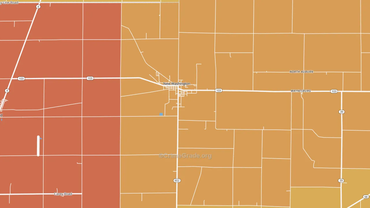 New Washington, OH Map of Robbery Rates