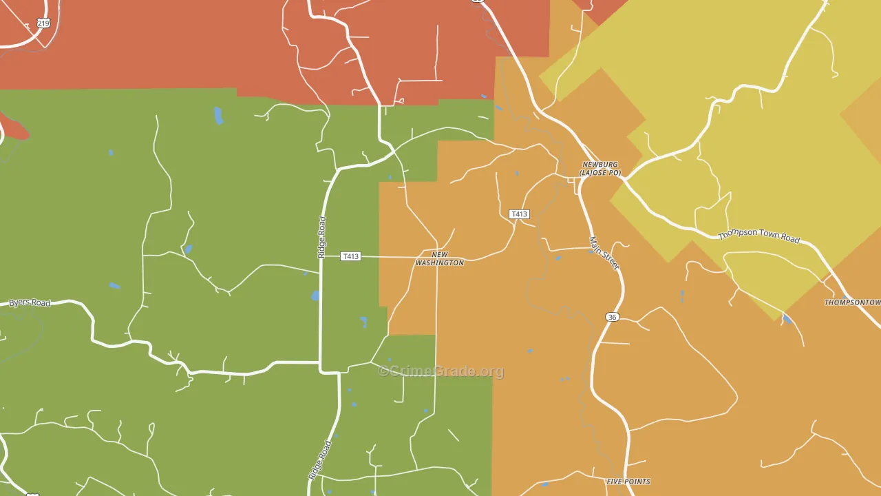 New Washington, PA Map of Robbery Rates