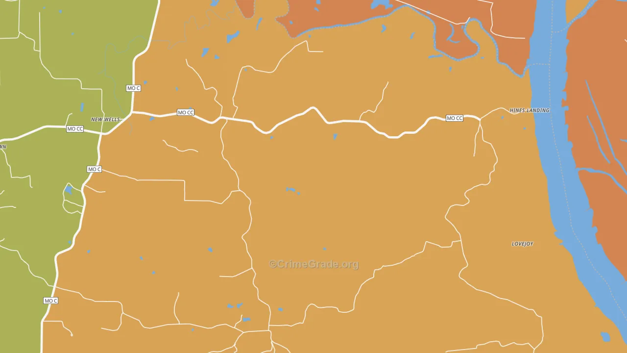 New Wells, MO Map of Robbery Rates