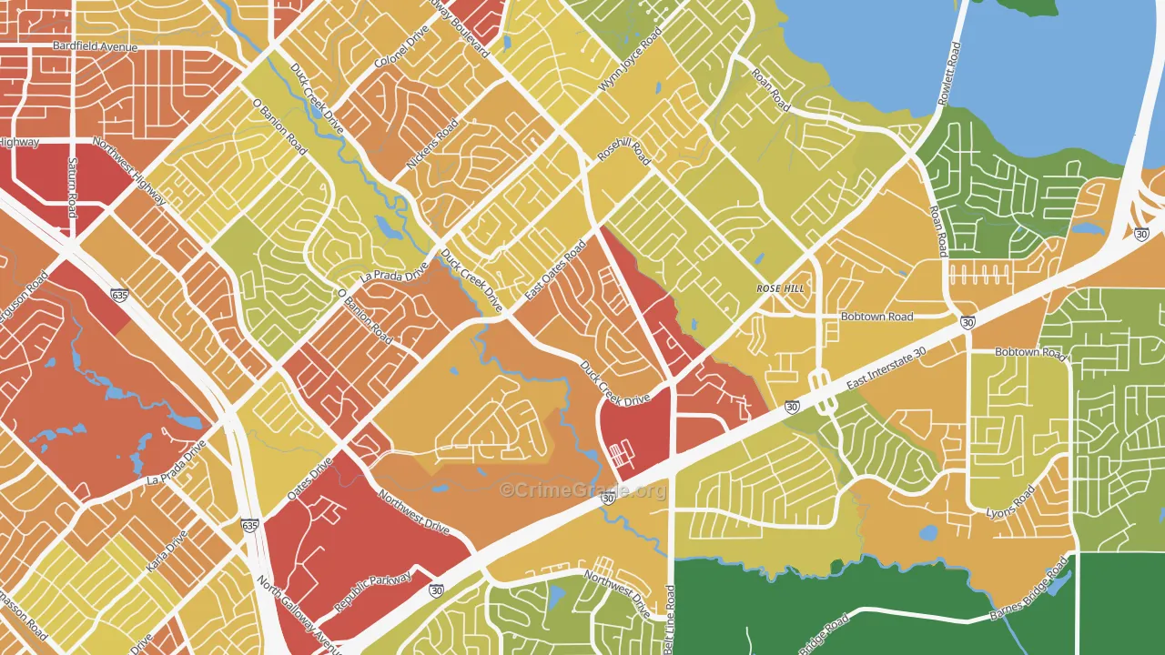 New West, Garland, TX Map of Robbery Rates