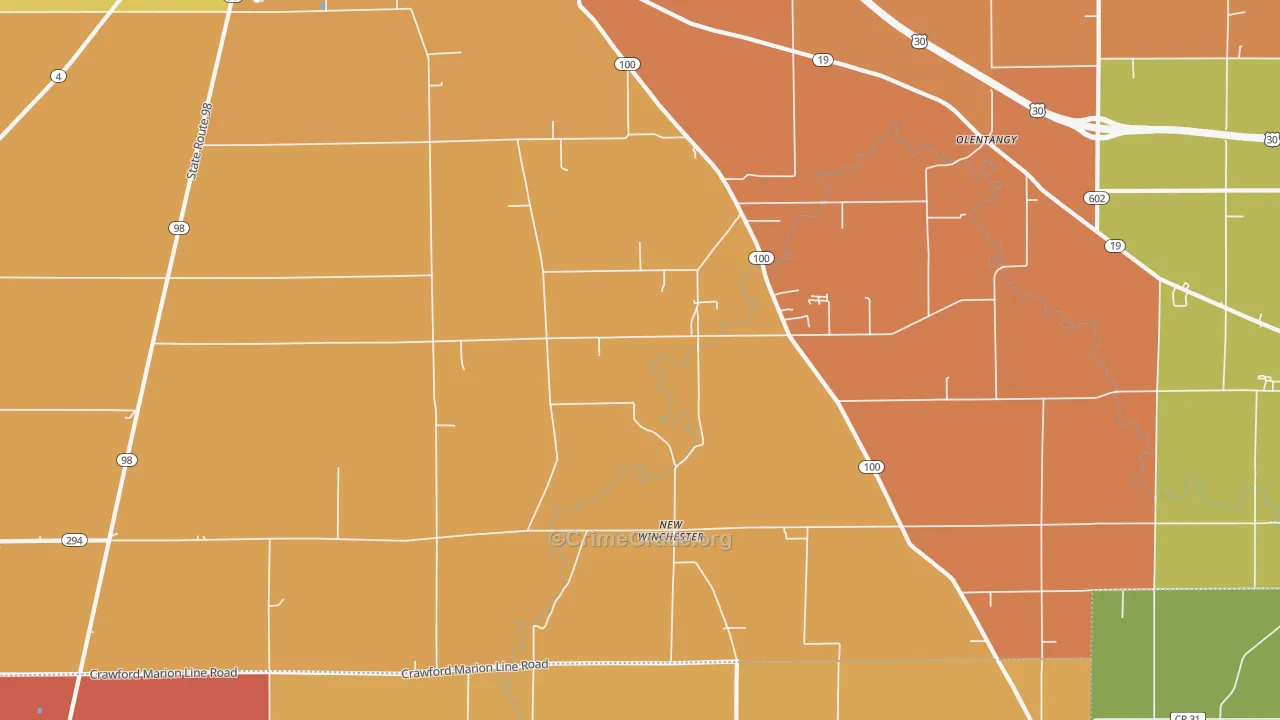 New Winchester, OH Map of Robbery Rates