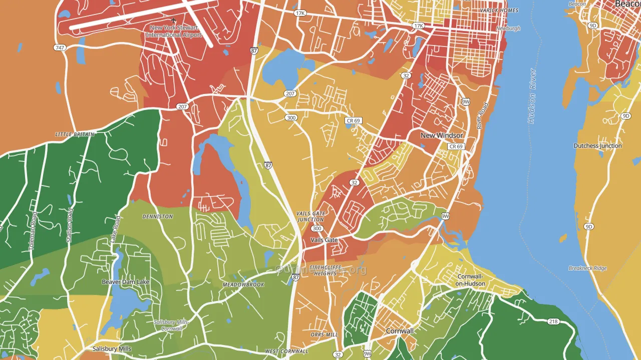 New Windsor, NY Map of Robbery Rates