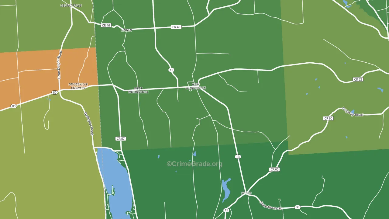 New Woodstock, NY Map of Robbery Rates