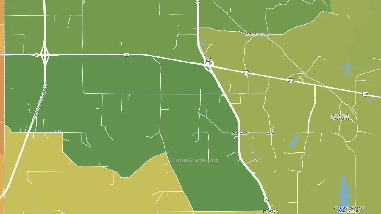 New Wren, MS Map of Robbery Rates