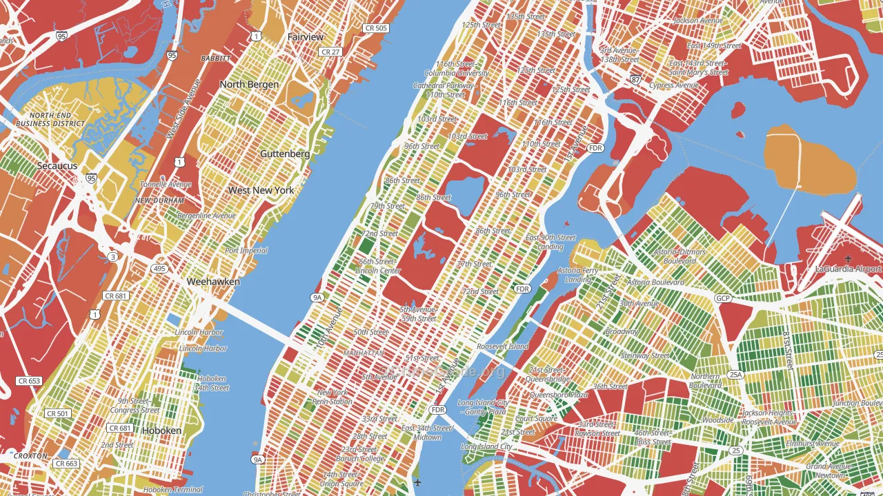 New York County, NY Map of Robbery Rates