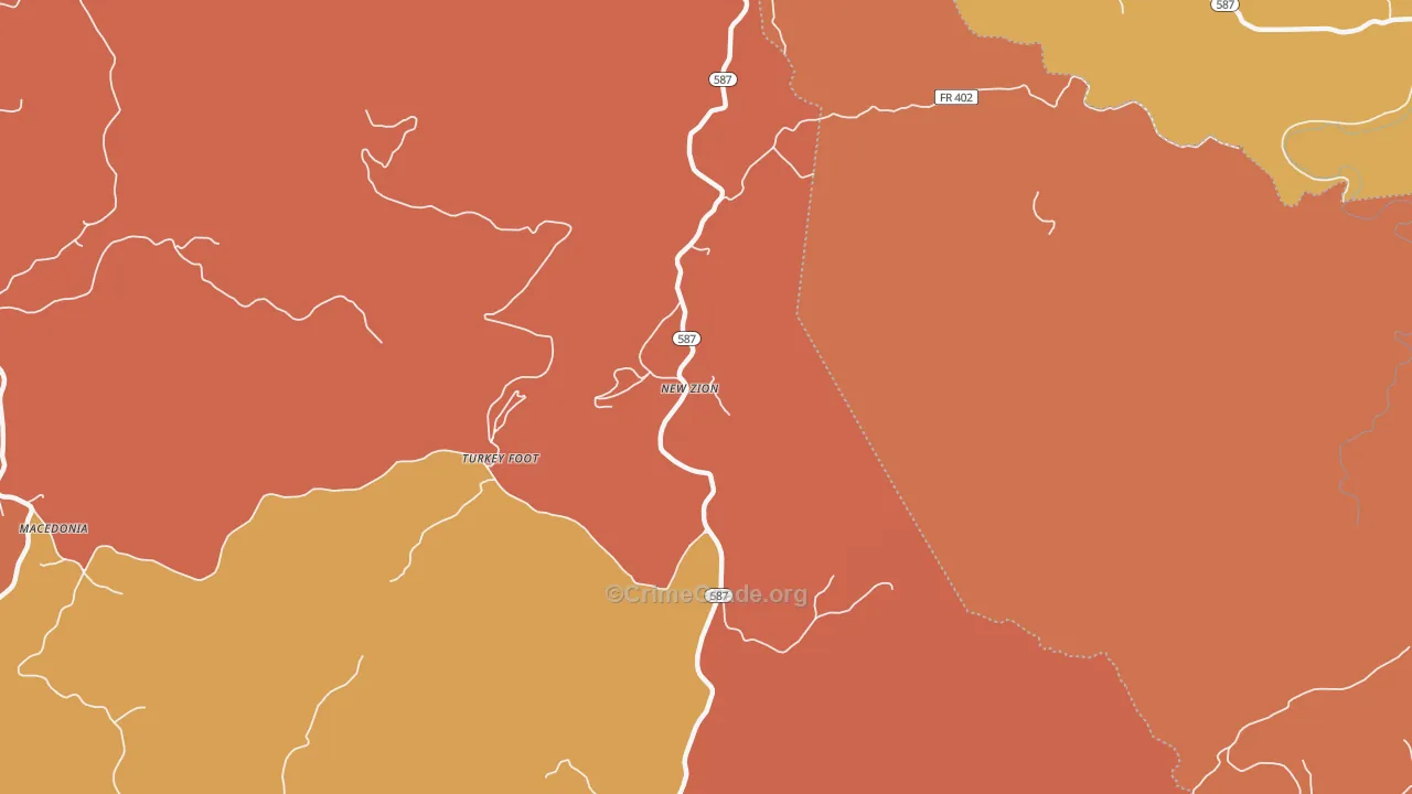 New Zion, KY Map of Robbery Rates