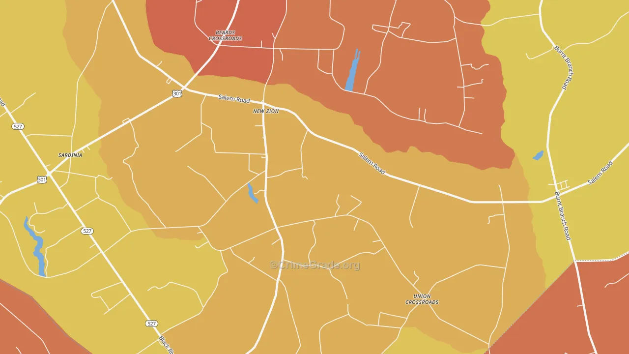New Zion, SC Map of Robbery Rates