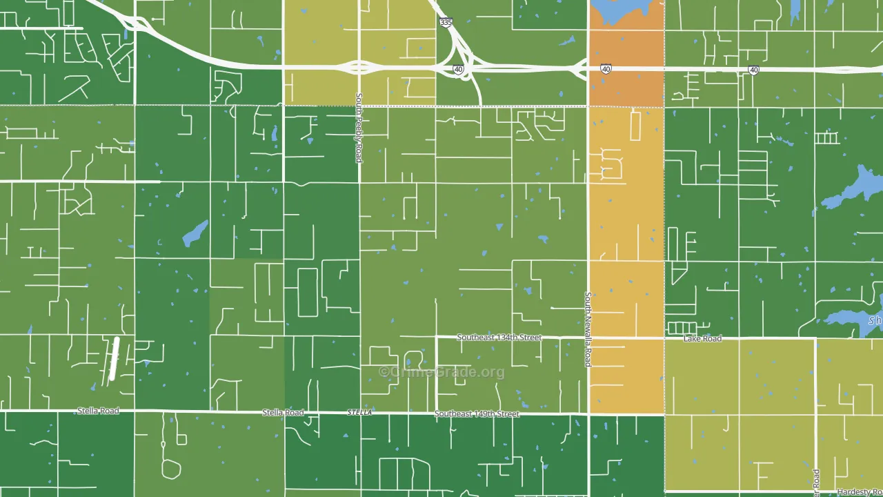 Newalla, OK Map of Robbery Rates