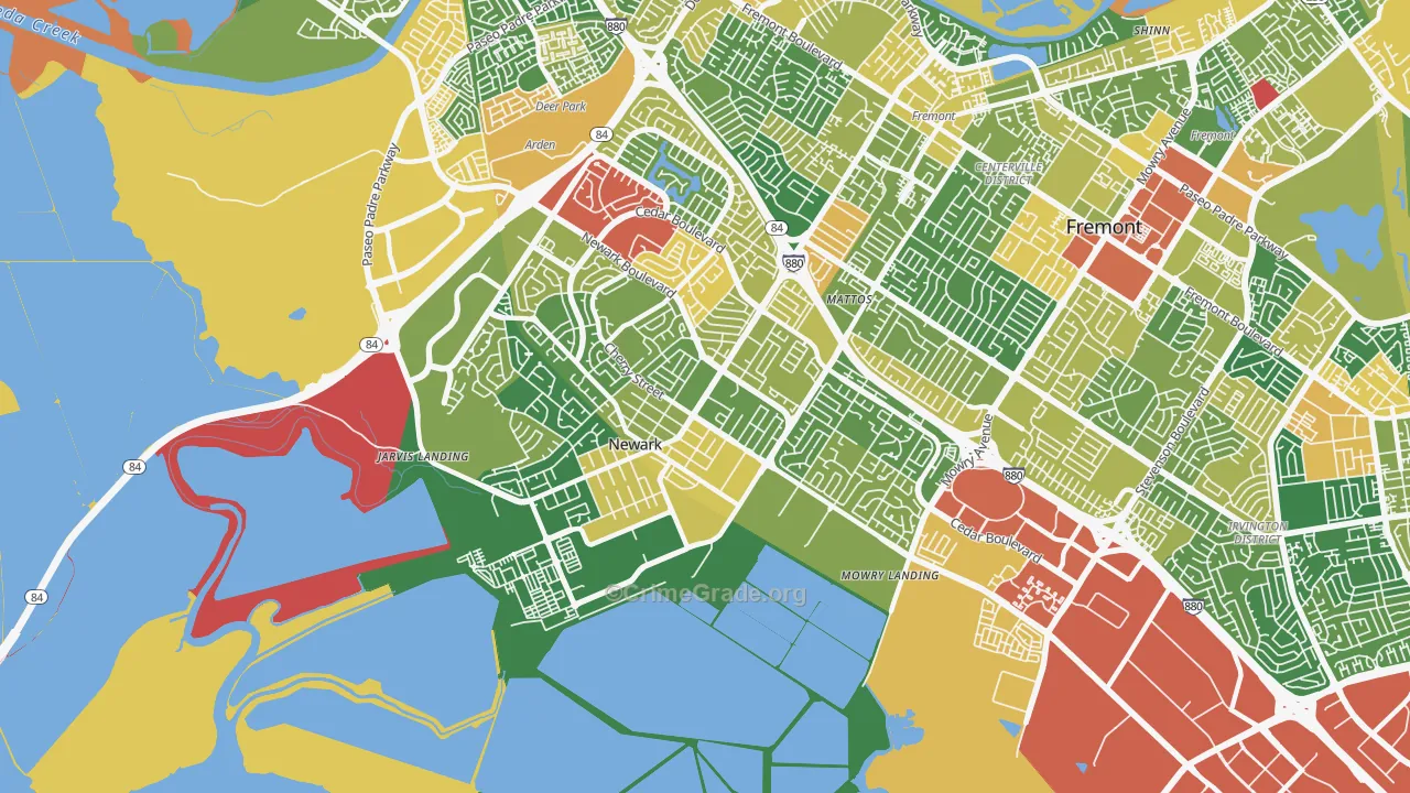 Newark, CA Map of Robbery Rates