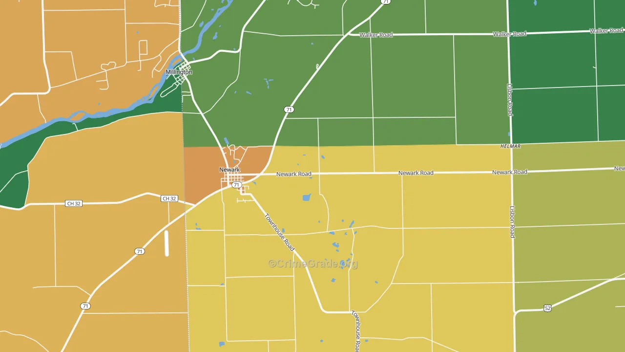 Newark, IL Map of Robbery Rates