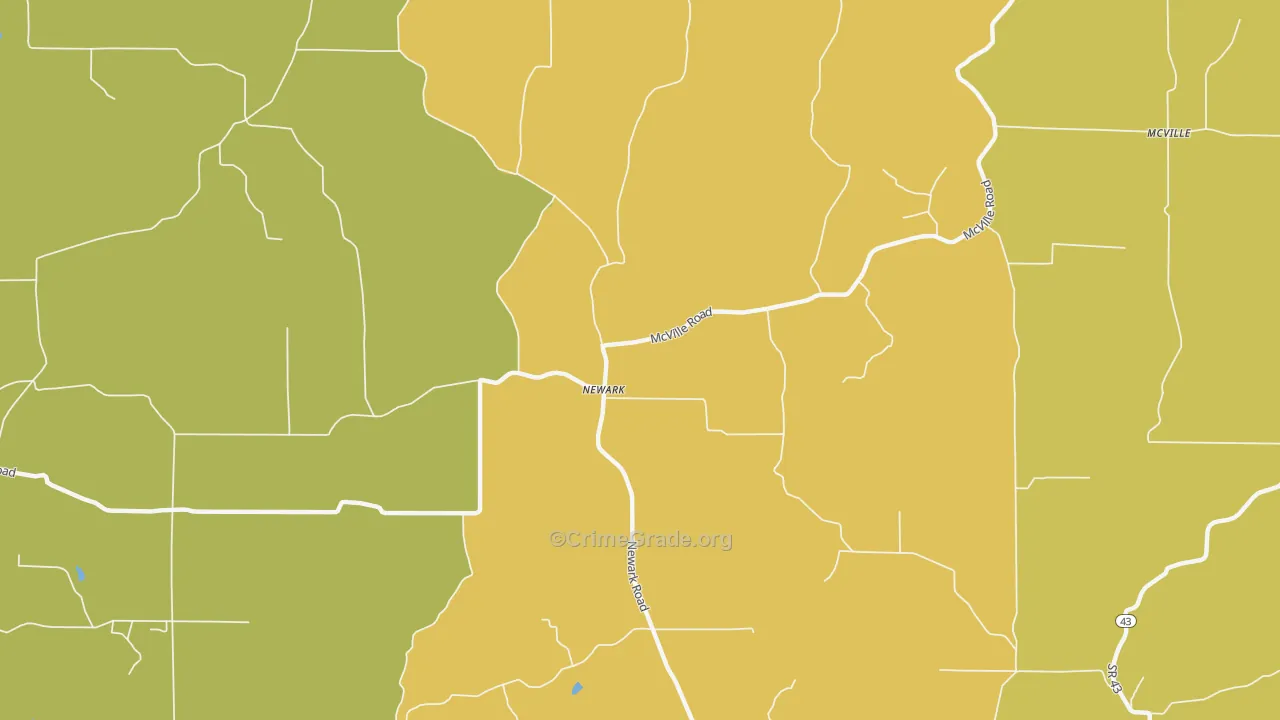 Newark, IN Map of Robbery Rates