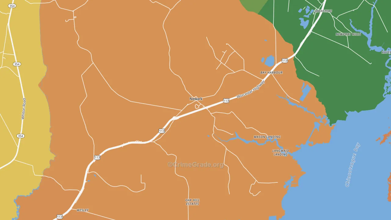 Newark, MD Map of Robbery Rates