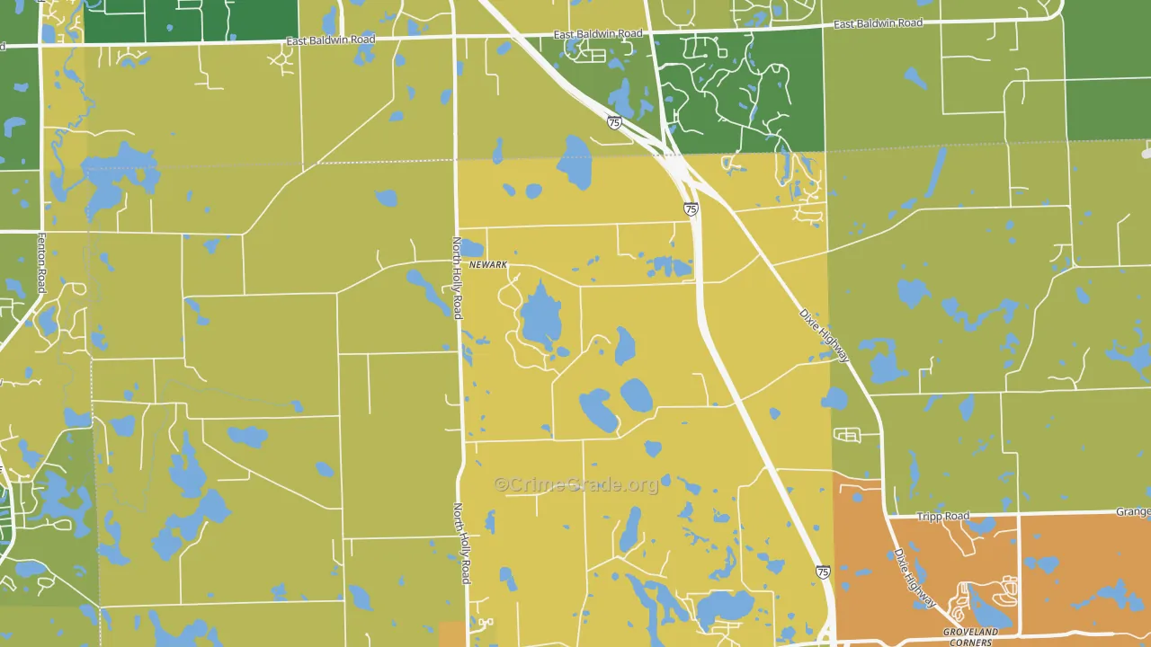 Newark, MI Map of Robbery Rates
