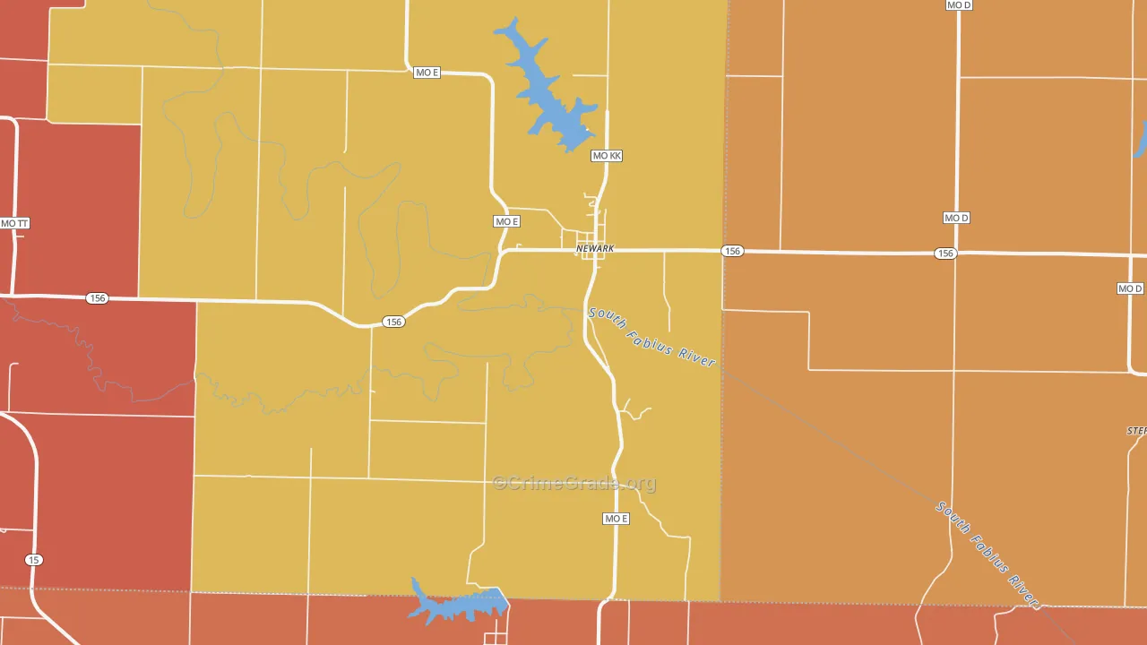 Newark, MO Map of Robbery Rates