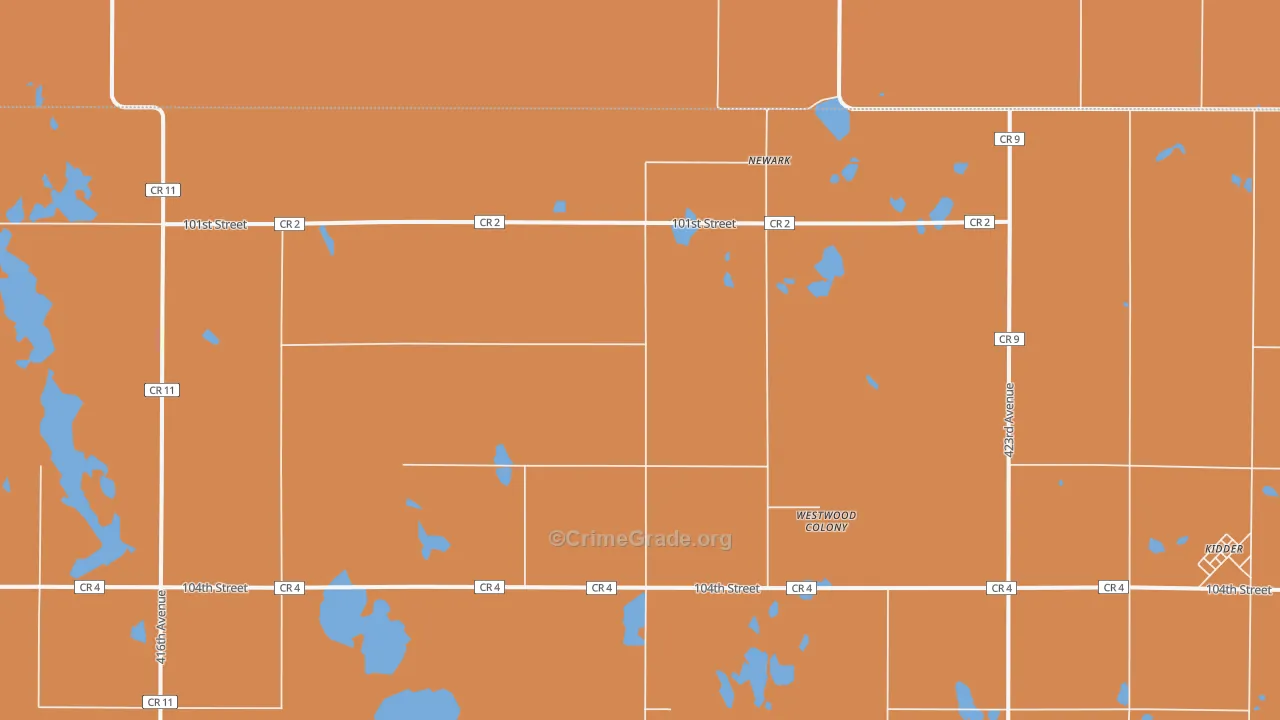 Newark, SD Map of Robbery Rates