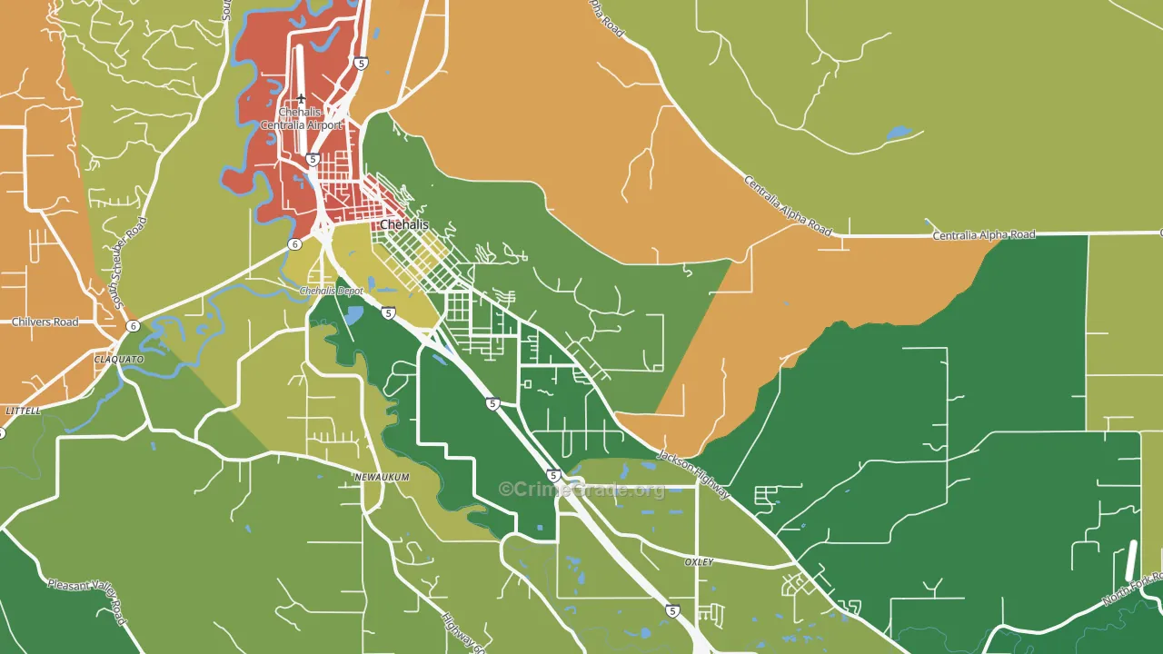 Newaukum, WA Map of Robbery Rates