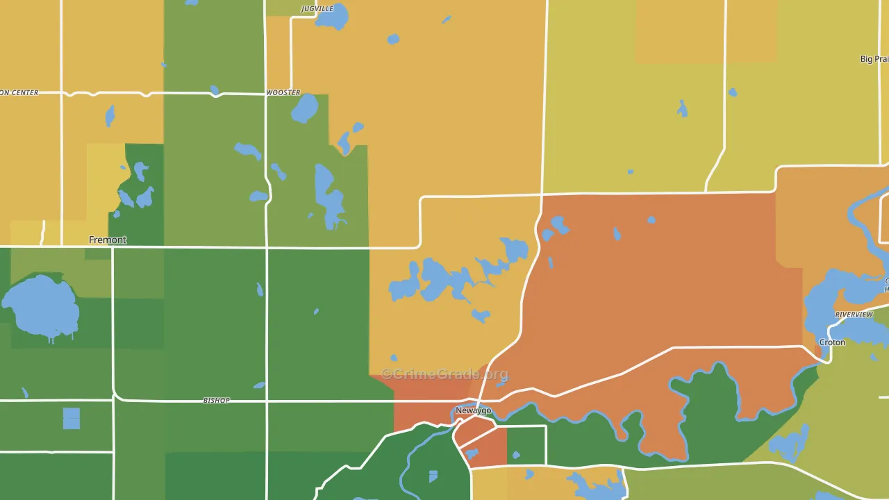 Newaygo County, MI Map of Robbery Rates