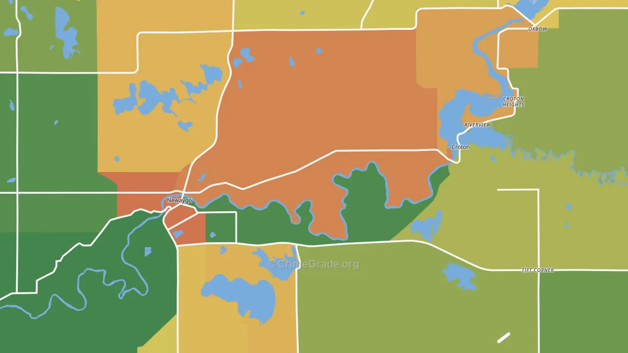 Newaygo, MI Map of Robbery Rates