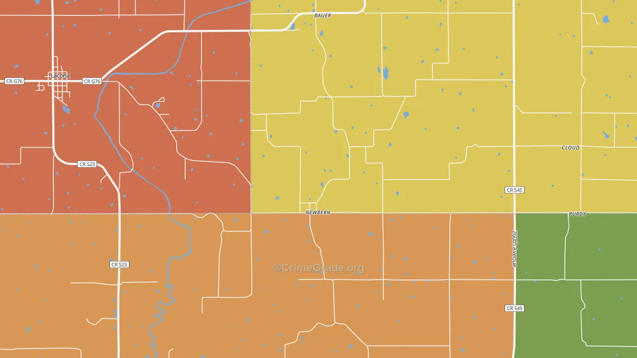 Newbern, IA Map of Robbery Rates