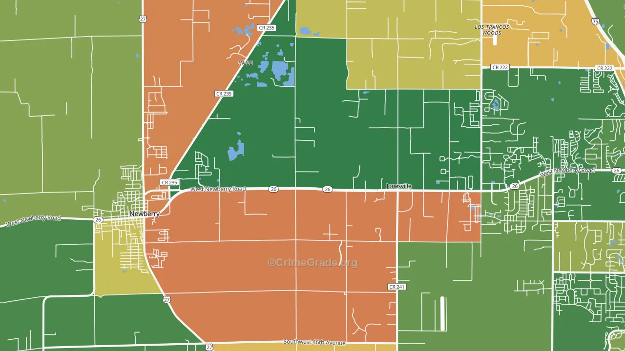 Newberry, FL Map of Robbery Rates