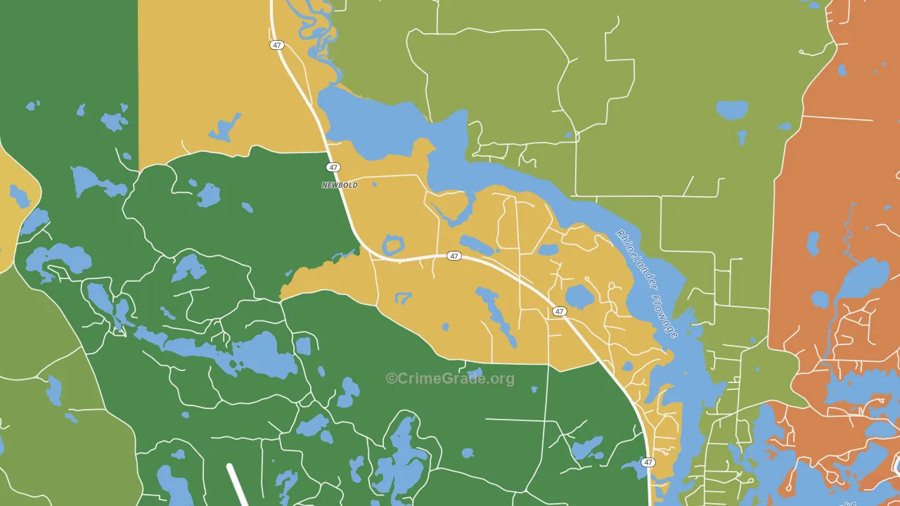 Newbold, WI Map of Robbery Rates