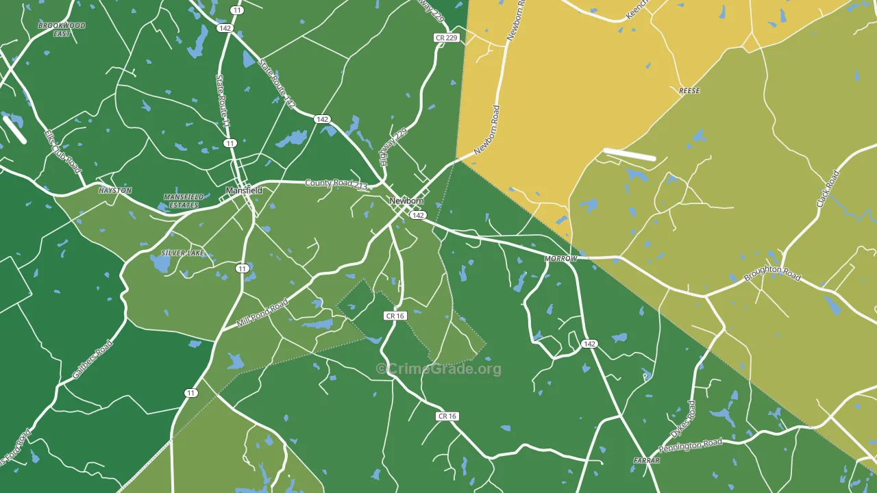 Newborn, GA Map of Robbery Rates