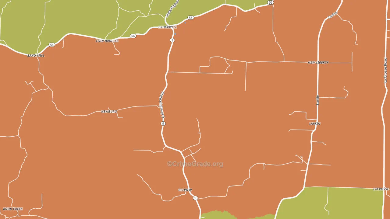 Newburg, AR Map of Robbery Rates
